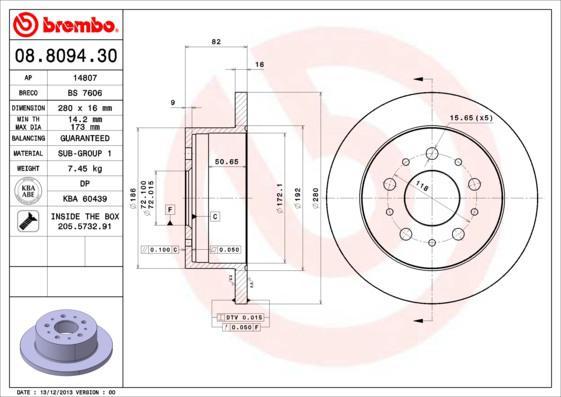 BREMBO Диск тормозной CITRO (4246Y7, 08.8094.30)