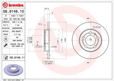 BREMBO (562 177 J) Диск торм зад G4/A3/TT Quatt (562177, 08.9148.10)