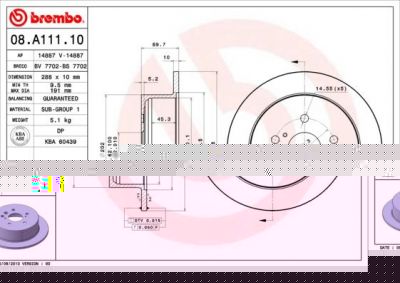 Brembo 08.A111.11 тормозной диск на LEXUS RX (MHU3_, GSU3_, MCU3_)