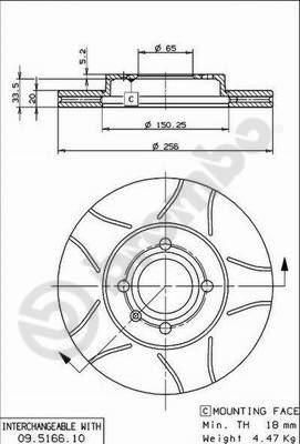 BREMBO Диск торм.пер. вент. Golf III, Vento 1.4-2.0 (561448J, 09.5166.75)