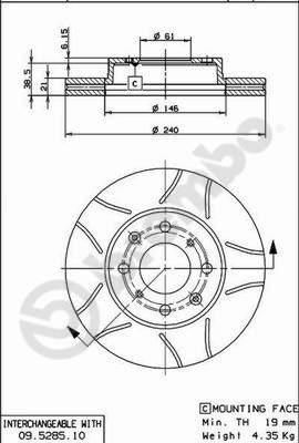 BREMBO Диск тормозной HONDA Civic 1.3 16V (EG33) (94-95) F (45251SR3A10, 09.5285.75)