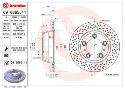 Brembo 09.6665.11 тормозной диск на PORSCHE 911 (996)