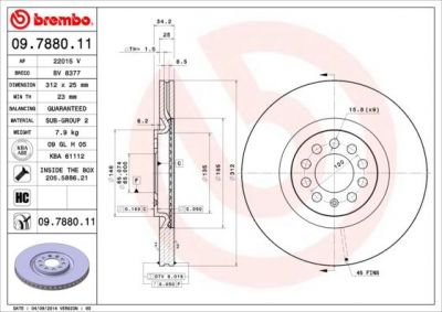 BREMBO HC (562 132 J) Диск торм пер вент TT (09.7880.11, 09.7880.11)