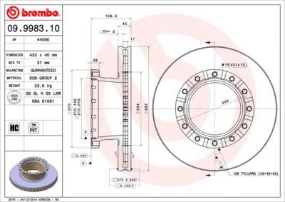 Brembo 09.9983.10 тормозной диск на IVECO Stralis