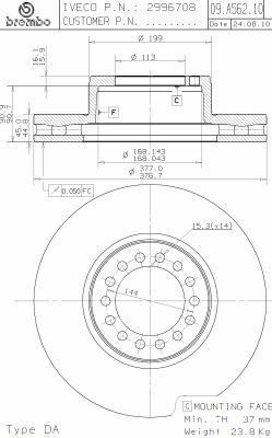 Brembo 09.A562.10 тормозной диск на IVECO EuroCargo