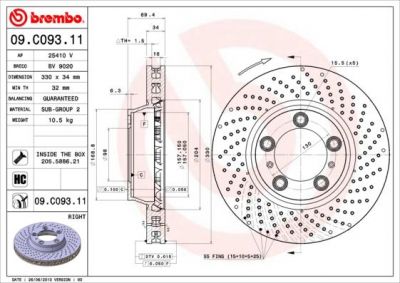 Brembo 09.C093.11 тормозной диск на PORSCHE 911 (996)