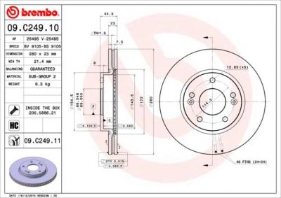 Brembo 09.C249.11 тормозной диск на HYUNDAI i30 купе