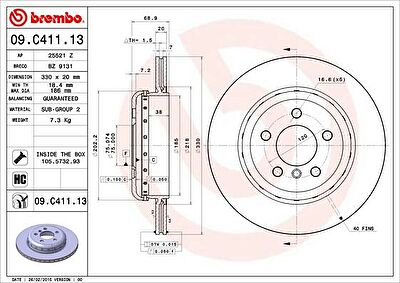 BREMBO Диск торм. Re 5(F10/11) 10- (09C41113)