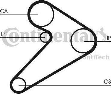 CONTITECH Ремень ГРМ HYUNDAI 2.5 93-00 / MITSUBISHI 2.3-2.5 83-96 (163x25.4) (MD197153, CT517)