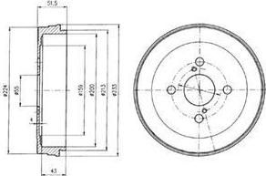 Delphi BF411 Барабан тормозной TOYOTA YARIS 99-05 (пр-во Япония)