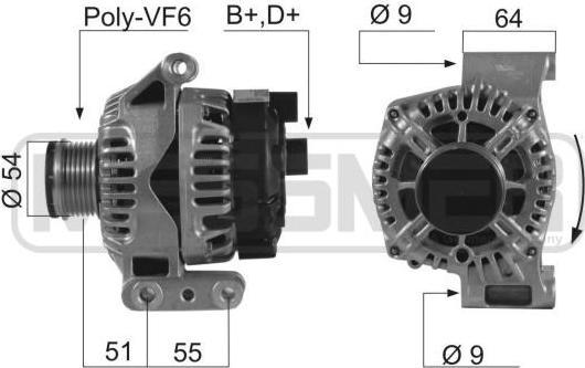 Era 210547 генератор на OPEL CORSA C фургон (F08, W5L)