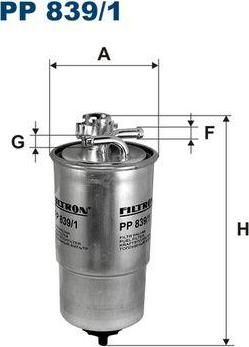 FILTRON Фильтр топливный Golf 4 1.9/1.9TDI / LT 97- Audi A3, A4 (B5/8D), A4 (B6,B7/8E,8H), A6 (4B/C5); Fiat Punto I; Seat Leon I, Toledo II; Skoda Octavia, Superb; Volkswagen Bora, Golf IV, LT 28, LT 35, LT 46, New Beetle, Passat (PP8391)