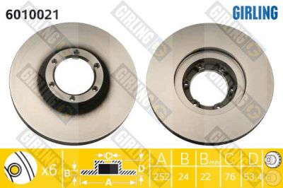 Girling 6010021 тормозной диск на RENAULT TRAFIC фургон (TXX)