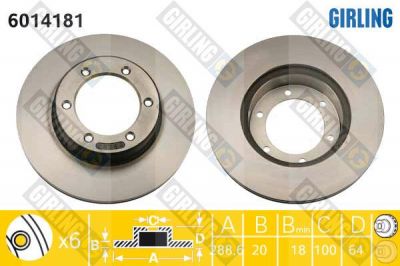Girling 6014181 тормозной диск на TOYOTA HILUX II пикап (LN8_, RN5_, LN6_, YN6_, YN5_, LN5_, RN6_)