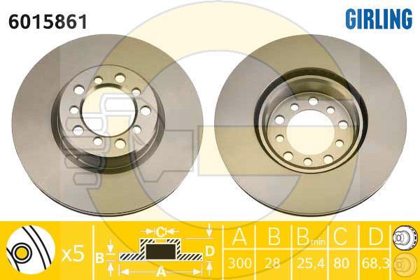 Girling 6015861 тормозной диск на MERCEDES-BENZ S-CLASS (W126)