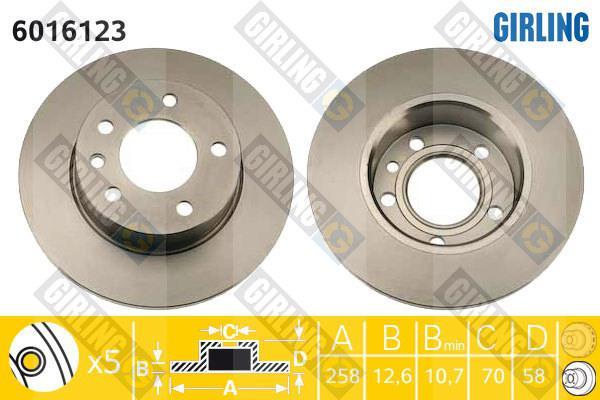 Girling 6016123 тормозной диск на OPEL OMEGA A (16_, 17_, 19_)