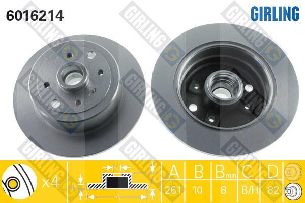 Girling 6016214 тормозной диск на OPEL VECTRA A (86_, 87_)