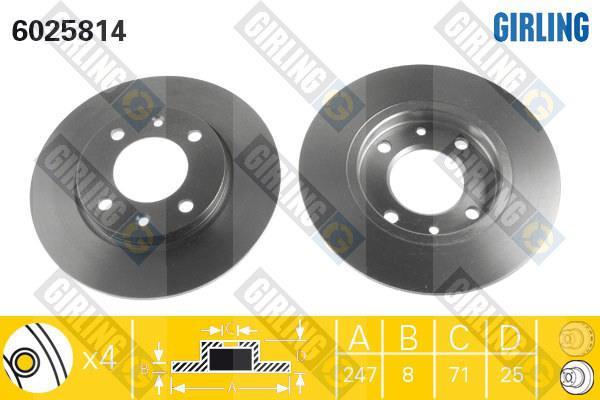 Girling 6025814 тормозной диск на PEUGEOT 306 (7B, N3, N5)