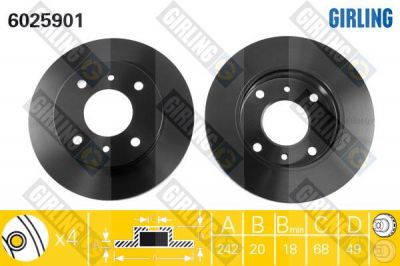 Girling 6025901 тормозной диск на NISSAN PRIMERA (P10)
