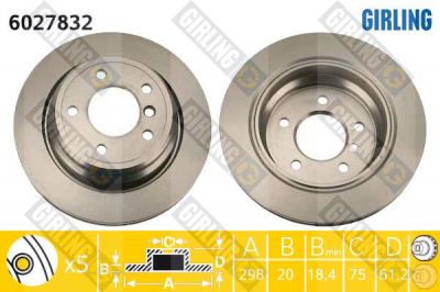 GIRLING Диск тормозной задний E39 520i-540i 10 95-03 298X61X20mm (34216767060, 6027832)