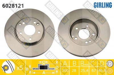 Girling 6028121 Диск тормозной MERCEDES C209/W203/W210/A208/R170/R171 передний вент.