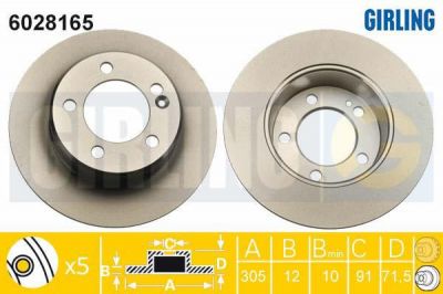 Girling 6028165 тормозной диск на OPEL MOVANO B фургон