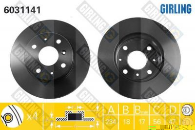 Girling 6031141 тормозной диск на DAIHATSU CHARADE III (G100, G101, G102)