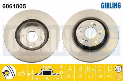 Girling 6061805 тормозной диск на HONDA CR-V II (RD_)