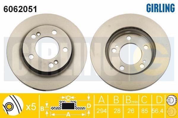 Girling 6062051 тормозной диск на SSANGYONG KYRON