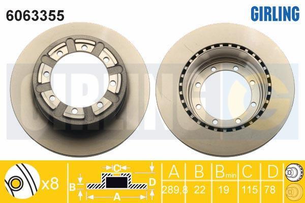 Girling 6063355 тормозной диск на RENAULT TRUCKS MASCOTT c бортовой платформой/ходовая часть