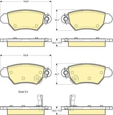 GIRLING Колодки тормозные зад. Opel Astra G/Zafira A 1,2-2,0TDI 09/98-> 1605961/1605105/1605093/1605040/1605039/1605025 (573010, 6113524)