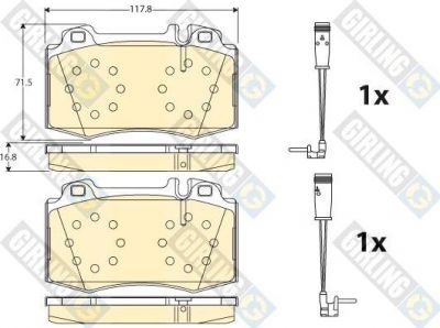 GIRLING Колодки тормозные MERCEDES C209/W203/W211/W220/R171/R230 передние (0064201220, 6115432)