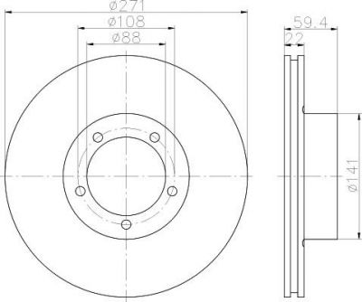 Hella 8DD 355 100-001 тормозной диск на OPEL MONZA A (22_)