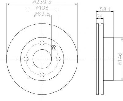 Hella 8DD 355 100-531 тормозной диск на FORD ESCORT IV (GAF, AWF, ABFT)