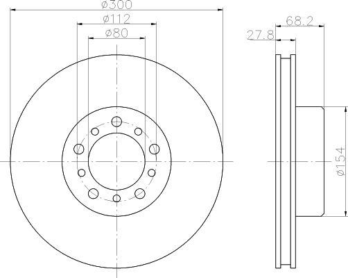 Hella 8DD 355 100-981 тормозной диск на MERCEDES-BENZ S-CLASS (W126)