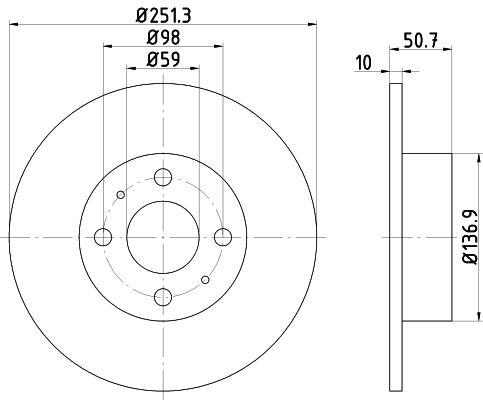 Hella 8DD 355 101-101 тормозной диск на FIAT STILO (192)
