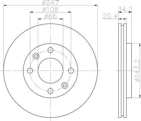 Hella 8DD 355 101-801 тормозной диск на PEUGEOT 306 (7B, N3, N5)