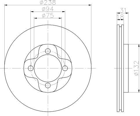 Hella 8DD 355 101-981 тормозной диск на MAZDA 323 III Hatchback (BF)