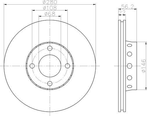 Hella 8DD 355 103-091 тормозной диск на AUDI 80 Avant (8C, B4)