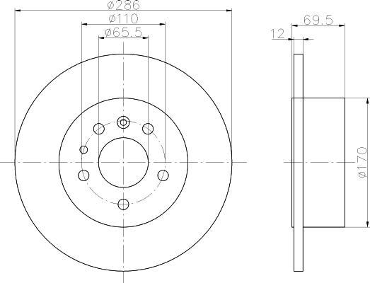 Hella 8DD 355 103-741 тормозной диск на OPEL OMEGA B (25_, 26_, 27_)