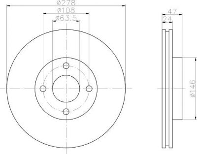 Hella 8DD 355 104-641 тормозной диск на FORD MONDEO I (GBP)