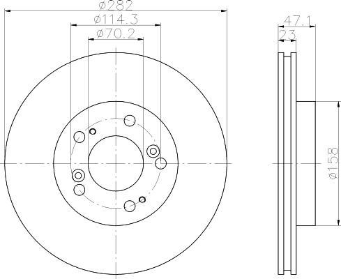 Hella 8DD 355 107-131 тормозной диск на HONDA CR-V I (RD)