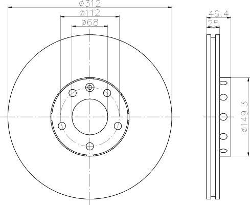 Hella 8DD 355 107-521 тормозной диск на VW PASSAT Variant (3B6)
