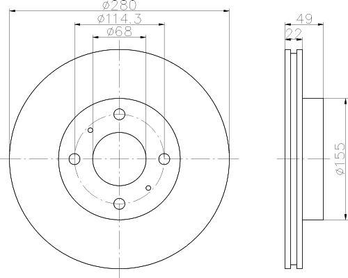 Hella 8DD 355 107-991 тормозной диск на NISSAN PRIMERA Traveller (WP11)