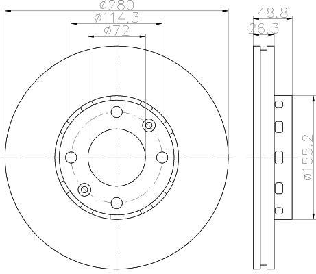 Hella 8DD 355 111-021 тормозной диск на KIA CARENS II (FJ)