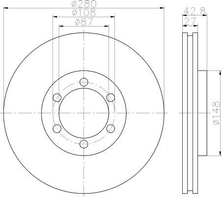 Hella 8DD 355 111-761 тормозной диск на HYUNDAI TERRACAN (HP)