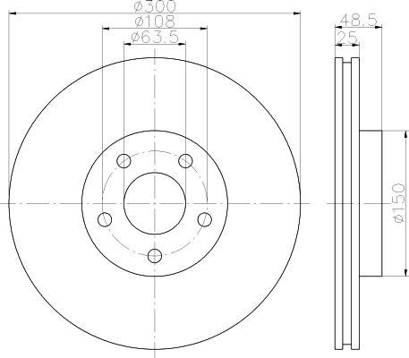 Hella 8DD 355 112-191 тормозной диск на FORD C-MAX (DM2)