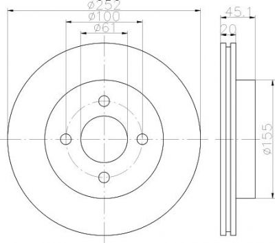 Hella 8DD 355 112-961 тормозной диск на NISSAN ALMERA I (N15)