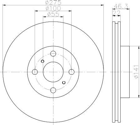 Hella 8DD 355 113-591 тормозной диск на TOYOTA YARIS (NHP13_, NSP13_, NCP13_, KSP13_, NLP13_)