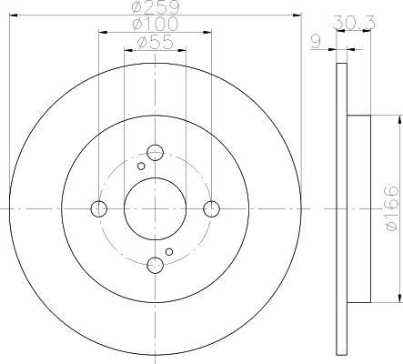 Hella 8DD 355 113-601 тормозной диск на TOYOTA RACTIS (SCP10_, NCP10_)